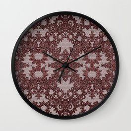 Vintage Victorian Goth Deep Red Lace Mandala Wall Clock