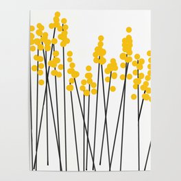 Hello Spring! Yellow/Black Retro Plants on White #decor #society6 #buyart Poster