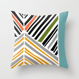 Colorful Stripes With Blue Throw Pillow
