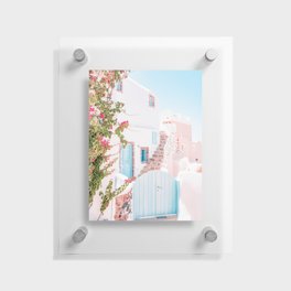 Santorini Greece Mamma Mia Pink House Travel Photography Floating Acrylic Print