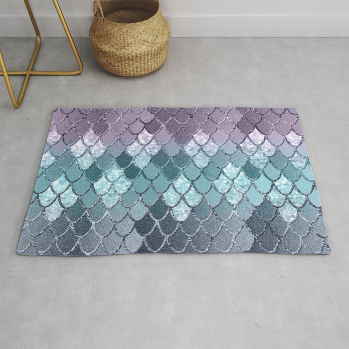 Mermaid Scales Navy Blue Teal Purple Glam 1 Shiny Decor Art