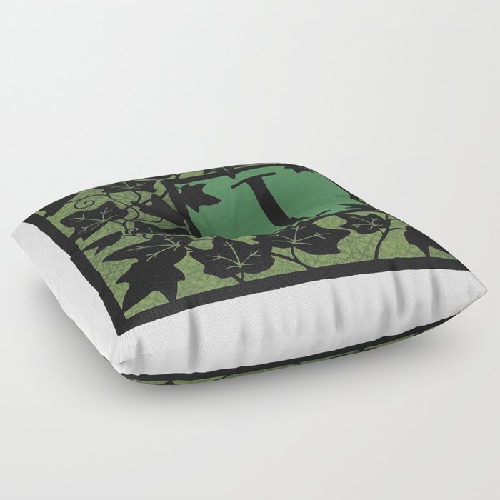 Letter I Alphabet Initial Monogram Ivy Silhouette Floor Pillow