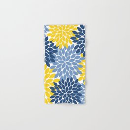 Blue Yellow Flower Burst Floral Pattern Hand & Bath Towel