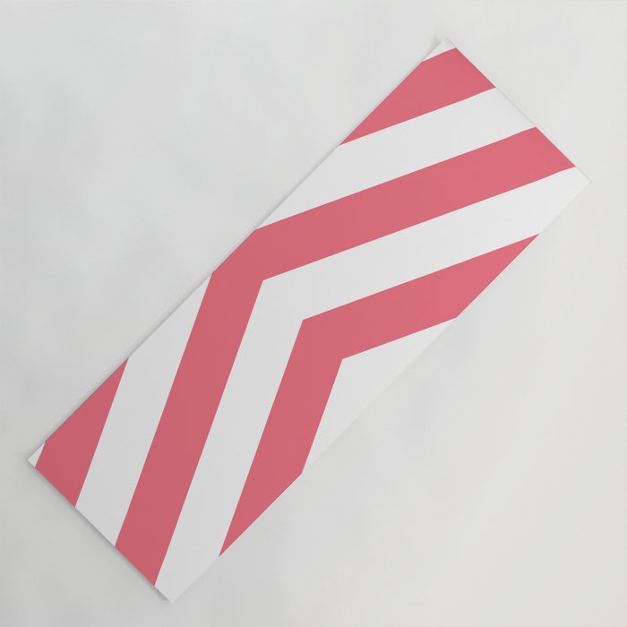 Coral Pink and White Chevron Yoga Mat