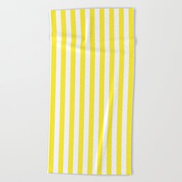 Yellow and White Cabana Stripe Pattern Beach Towel