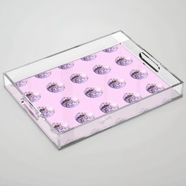 Disco ball Pink- pink background Acrylic Tray