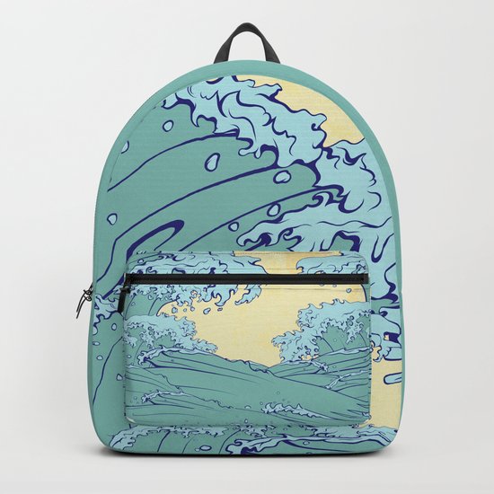 Waves in Japanese style Backpack