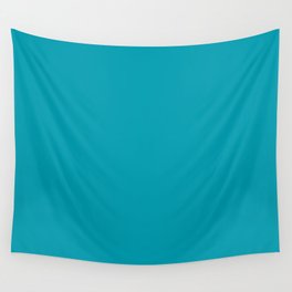 Medium Blue-Green Solid Color Pairs Pantone Bluebird 16-4834 TCX Wall Tapestry