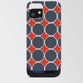 Mid-Century Modern Navy Blue Dots And Red Diamonds iPhone Card Case