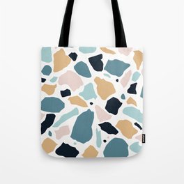 Terrazzo Pattern Turquoise and Earth Colors Tote Bag