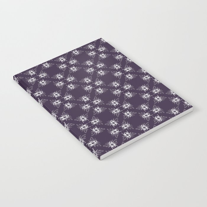 Nature Honey Bees Bumble Bee Pattern Purple Violet White Notebook