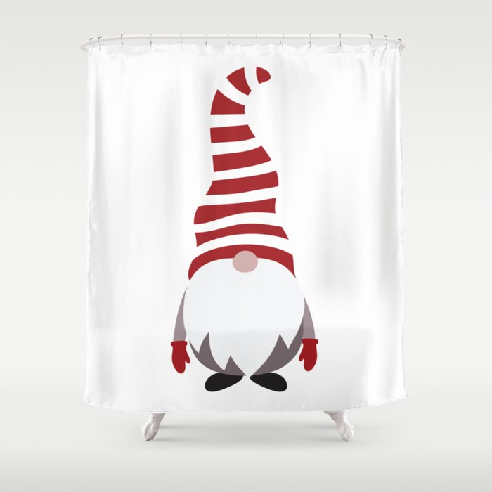 Christmas Gnome Striped Hat Shower Curtain