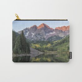 Sunrise at Maroon Bells, No. 2 Carry-All Pouch | Co, Mountainpeaks, Autumn, Maroonbells, Green, Nature, Reflection, Color, Sunrise, Firtrees 