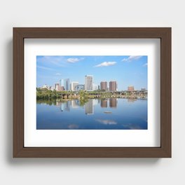 Richmond Virginia skyline reflecting in the James river Recessed Framed Print