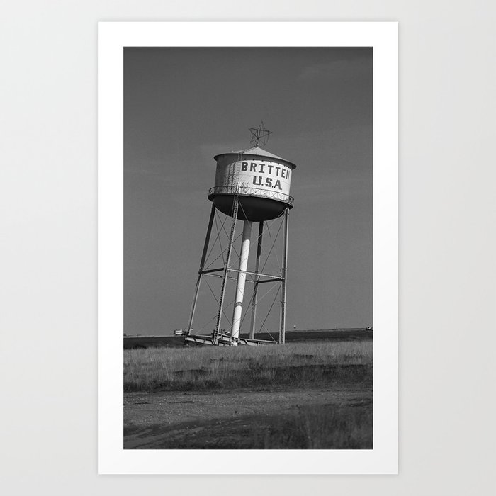Route 66 - Leaning Water Tower 2007 #3 BW Art Print