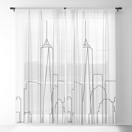 New York City Skyline Outline Sheer Curtain