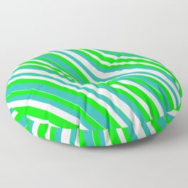 [ Thumbnail: Lime, Light Sea Green & White Colored Striped/Lined Pattern Floor Pillow ]
