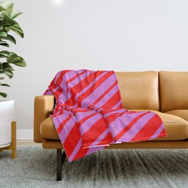 [ Thumbnail: Orchid and Red Colored Stripes Pattern Throw Blanket ]