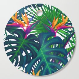 Tropical Greenery Jungle Leaves Paradise Watercolor  Cutting Board