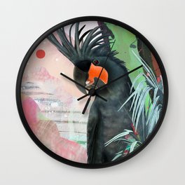 BLACK - PALM - COCKATOO Wall Clock