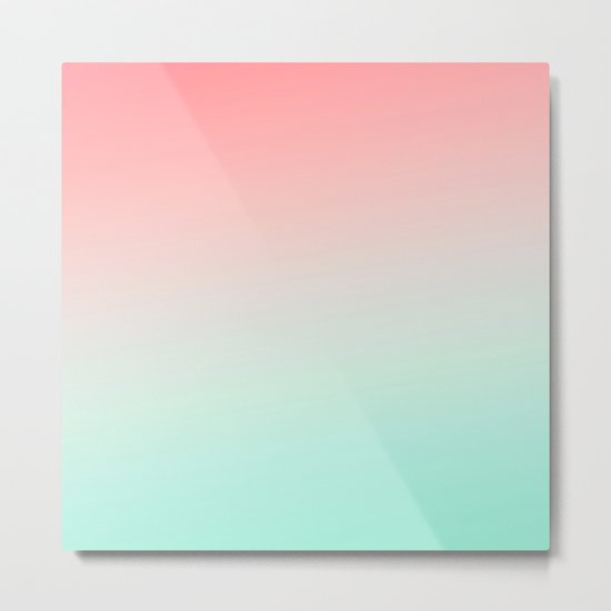 Ombre gradient digital illustration coral green colors Metal Print