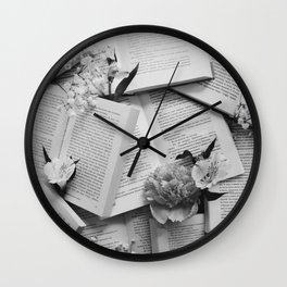 Books and Flowers | Mind and Heart | Valentine's day Wall Clock