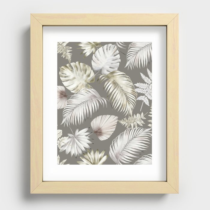 Elegant Tropical Leaves Recessed Framed Print