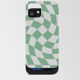 Large Checkerboard Swirl - White & Mint Green iPhone Card Case