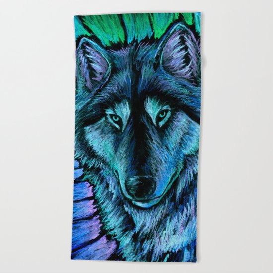 Wolf Aurora Beach Towel