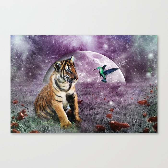 Tiger and Hummingbird Canvas Print
