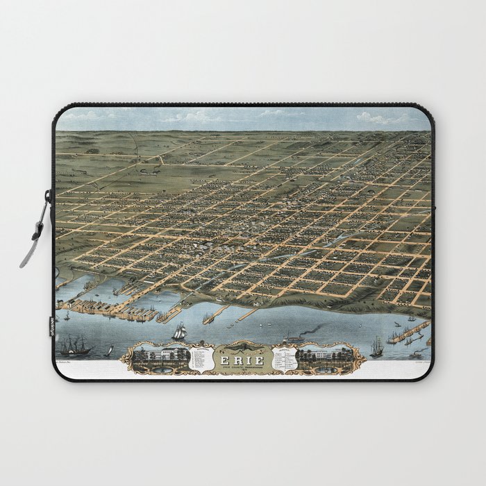 Bird's eye view of the city of Erie vintage pictorial map Laptop Sleeve