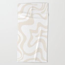 Liquid Swirl Abstract Pattern in Pale Beige and White Beach Towel