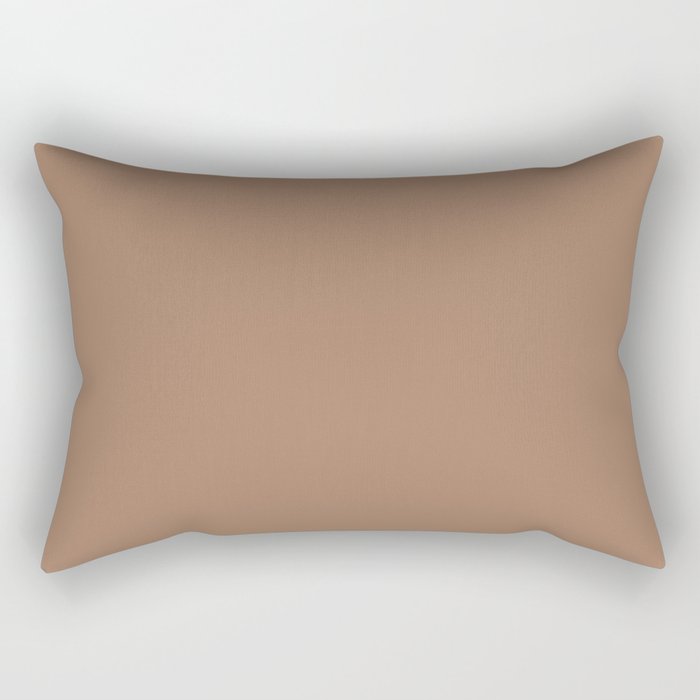Earthy Medium Brown Solid Color Pairs Valspars 2022 Color of the Year Rustic Oak 2007-7B Rectangular Pillow