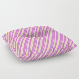 [ Thumbnail: Tan & Orchid Colored Lined Pattern Floor Pillow ]