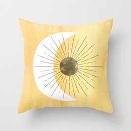 Yellow sun and moon Throw Pillow