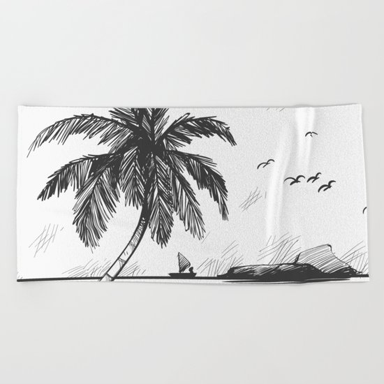 Beach graphic sketch art Beach Towel