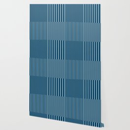 Stripes Pattern and Lines 13 in Midnight Blue Wallpaper
