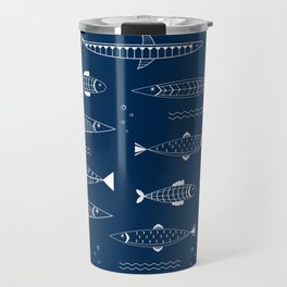 Nordic fishes blue pattern Travel Mug