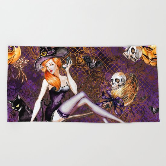Halloween Witch #1 Beach Towel