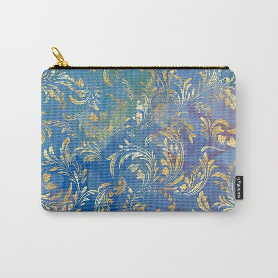 Blue Gold Swirls #2 Carry-All Pouch
