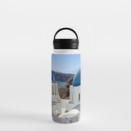 Santorini Travel illustration Water Bottle