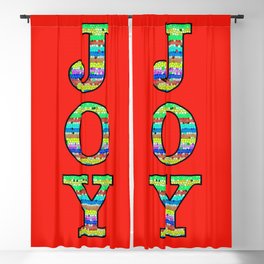Joy Word Art Red Blackout Curtain