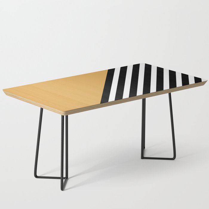 Color Block & Stripes Geometric Print, Yellow, Black and White Coffee Table