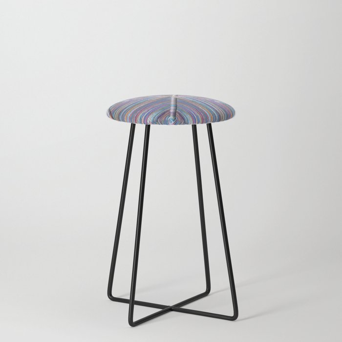 God's Eye Multicolor Yarn Woven Around a Chopstick Square Pattern Design Counter Stool