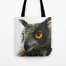 eagle owl owl predator bird beak eyes Tote Bag