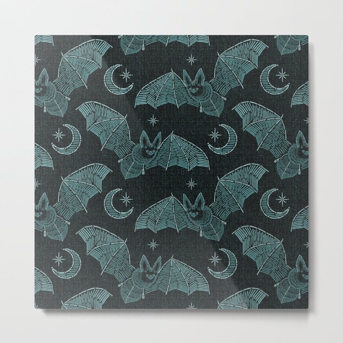 Bat Stitch Crazy - Blue ©studioxtine Metal Print