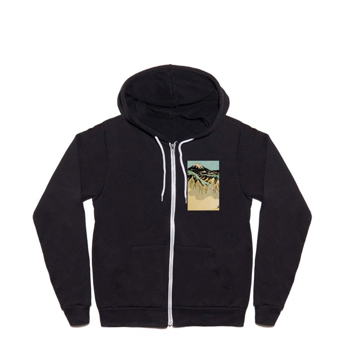 Walking Towards Fuji - Calming Landscape Full Zip Hoodie