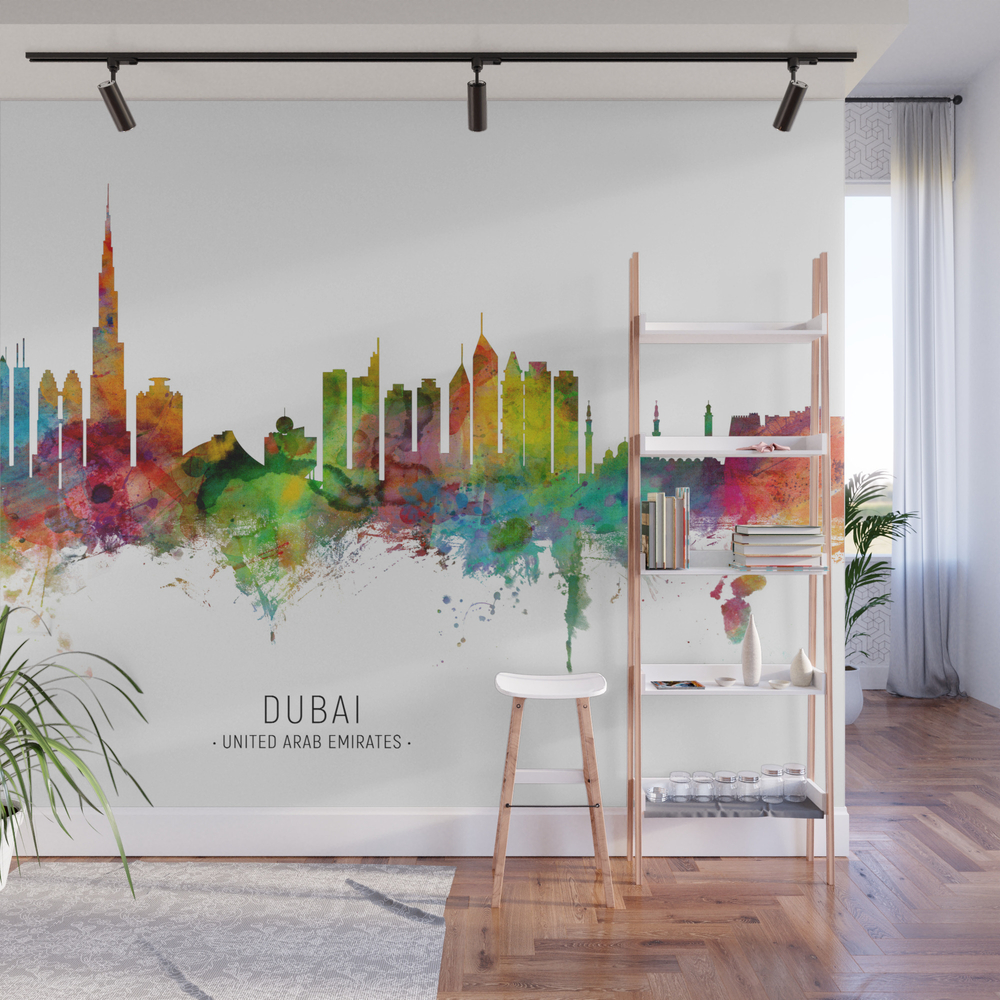 Dubai Skyline Wall Mural by artpause