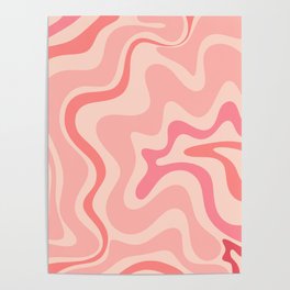 Retro Liquid Swirl Abstract in Soft Pink Poster