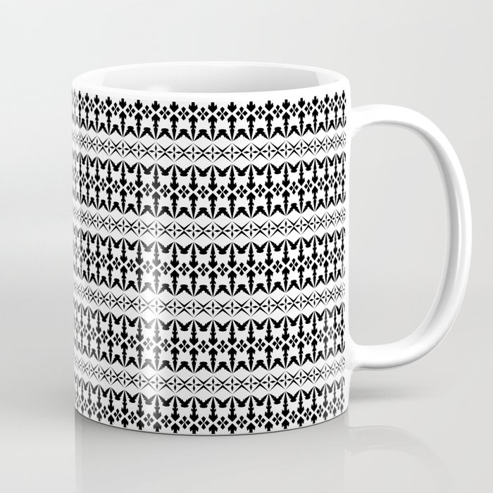 Seamless abstract ethnic pattern vintage. Design horizontal shape black on white background.  Coffee Mug